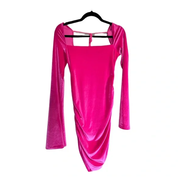 fitted lace wedding dress Pink Velvet Long Sleeve Maxi Dress main image 1